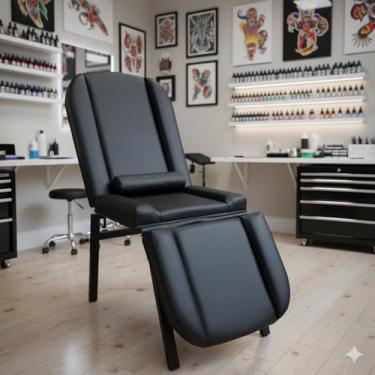Imagem de Maca Fixa 3 Posições Reclinável Tatuagem Estética Massagem Compact One (Preto)