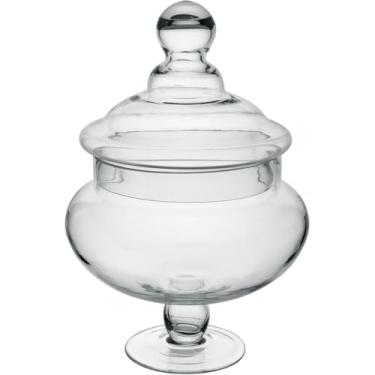 Imagem de BOMBONIERE POTICHE BALEIRO REDONDO HOME&CO COM TAMPA VIDRO 36x25x25cm