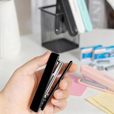 Imagem de Grampeador compacto, capacidade para 10 folhas, grampeador de mesa portátil, preto