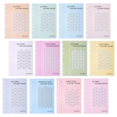 Imagem de Fichário de 48 folhas, dinheiro, desafios, fichário, 15 x 9 cm, cartões de rastreamento de orçamento, folhas de planejamento de dinheiro, recargas de fichário de desafio de poupança, presente