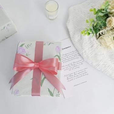 Imagem de Fita de cetim dupla face 2,5 cm x 50 metros - Embrulho de presente, artesanato, decorações de casamento, projetos de artesanato e bricolage, bege rosa