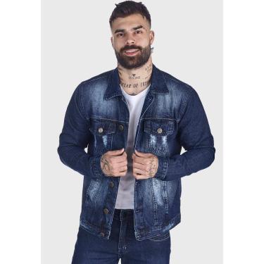 Imagem de Jaqueta Jeans HNO Jeans Premium Leve Destroyed  Used Azul-Masculino