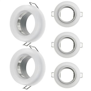 Imagem de Kit 5 Spot Taschibra Redondo Embutir Vidro Jateado SP23 Mr16 Bivolt