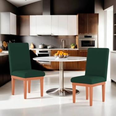 Imagem de Kit 2 Cadeiras de Jantar Estofadas com Base em Madeira Reforçada – Conforto e Estilo para Sala de Jantar ou Cozinha (Verde)