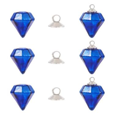 Imagem de 5 peças de garrafas de vidro de diamante, pingentes vazios de cristal com fecho de tampa, para brincos, pingentes, colares faça-você-mesmo, joias, azul royal