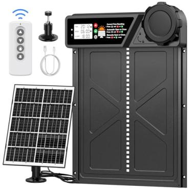 Imagem de Abridor automático de porta de galinheiro de tamanho grande alimentado por energia solar, modos de temporizador para manutenção segura e conveniente de frangos com sensores de obstáculos inteligentes