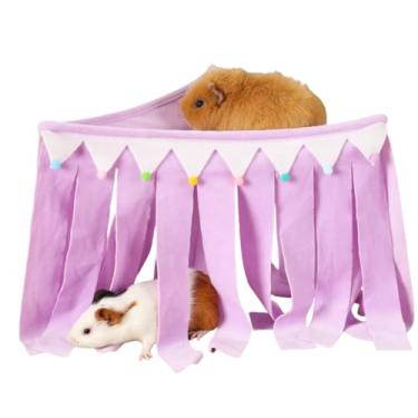 Imagem de Porquinho-da-índia Três Lados Borlas Esconderijo Canto Esconderijo Brinquedos de Lã Acessórios Gaiola Bonita Rede para Furões Coelhos Ouriços Pequenos Animais de Estimação (Roxo, M)