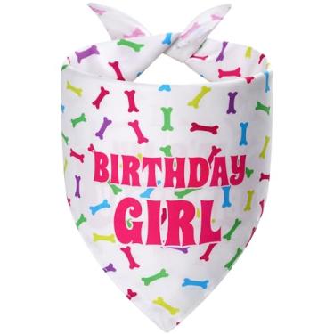Imagem de Agroon Bandana de aniversário para cachorro rosa menino grande 1 peça, lenço de osso colorido com 2 padrões, lenço durável triangular reversível babadores para filhotes de estimação