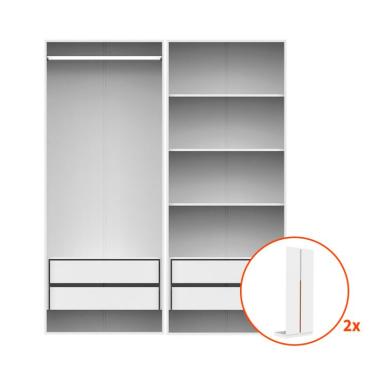 Imagem de Guarda-Roupa Modulado com Cabideiro e Prateleiras New Tuyo 4 Portas Articuladas 4 Gavetas Branco 180 cm