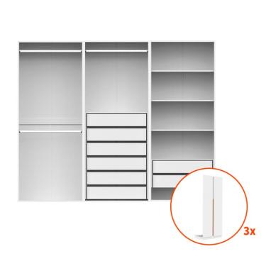 Imagem de Guarda-Roupa Modulado com Cabideiros e Prateleiras New Tuyo 6 Portas Articuladas 8 Gavetas Branco 270 cm