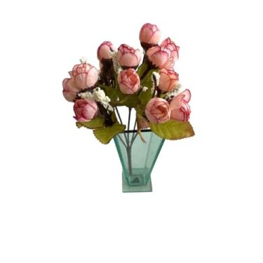 Imagem de Buquê de Mini Tulipa Artificial com 5 Galhos e 15 Flores – Decoração de Casamento, Casa e Festas(Rose)