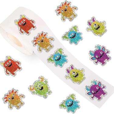 Imagem de 500 peças de adesivos para crianças, 8 estilos, rolos de adesivos de monstros, lembrancinhas de festa de monstro, à prova d'água, adesivos de vinil para lembrancinhas de festa de aniversário