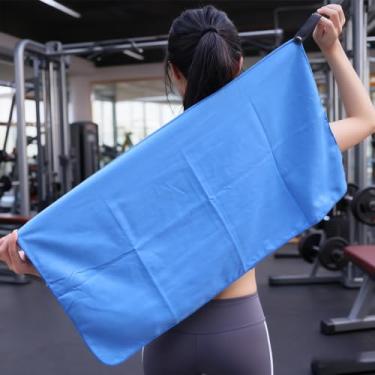 Imagem de Toalha de microfibra à prova de areia de secagem rápida leve para natação, ioga, academia, praia, viagem, esportes acessórios (azul)