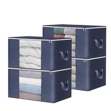 Imagem de Kit 4 Caixas Organizadoras de Roupas e Cobertores TNT Respirável – Anti Mofo, Anti Poeira e Anti Umidade para Armário, Closet e Edredom(4 Peça-azul-141000)