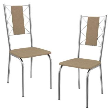 Imagem de Kit 2 Cadeiras Cromada Sala Jantar 2C076CR Corino Kappesberg Capuccino