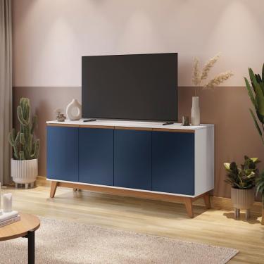 Imagem de Aparador Kappesberg 4 Portas Branco/azul 156cm