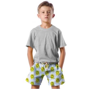 Imagem de Shorts Infantil Bermuda Calção Praia Verão Emojis Yellow Arte 243 - SM