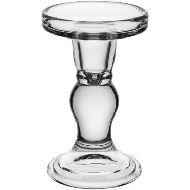 Imagem de Castiçal Porta Vela Decorativo Redondo Home&co Vidro 14x8x8cm Transparente