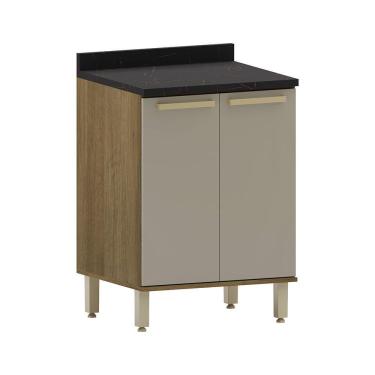 Imagem de Balcão De Cozinha Com Tampo 60cm 2 Portas Luciane Móveis