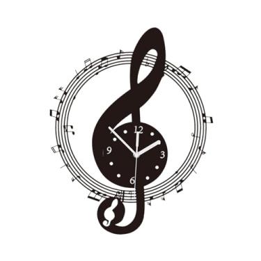 Imagem de Ｂｅｓｇａ Relógio de parede com notas musicais. Decoração de parede. Enfeite de acrílico para banheiro e sala de estar, 30cm