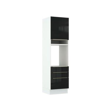 Imagem de Torre Quente Madesa Lux 60cm 1 Porta 3 Gavetas Branco Preto