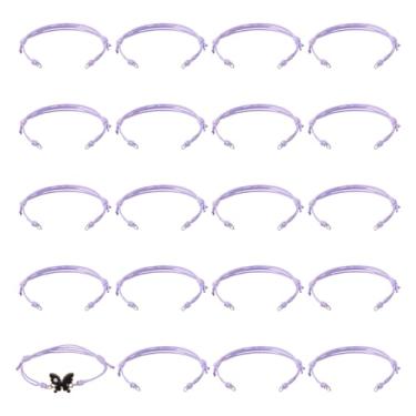 Imagem de Boutigem 20 peças de pulseira ajustável lilás para fabricação de cordão de poliéster encerado coreano com anéis de salto 23,5 cm, pulseiras de amizade ajustáveis para mulheres e homens, fabricação de