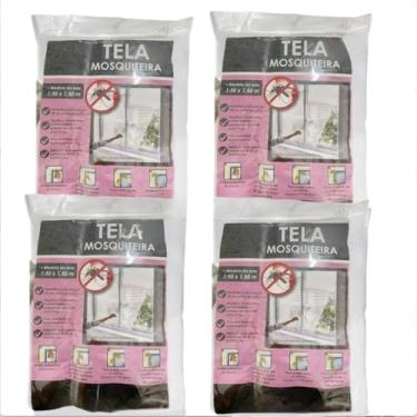 Imagem de KIT Tela Mosquiteiro Janela 130x150cm Removível com Fecho Contato e Fita Dupla Face Contra Insetos(130x150cm 4pc)