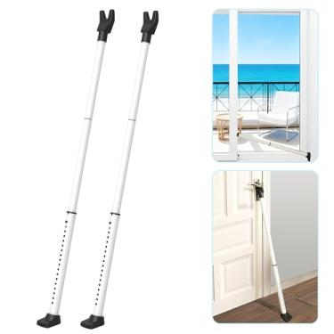 Imagem de Barra de segurança de porta 2 em 1 atualizada 2025 e barra de janelas deslizantes, batentes resistentes ajustáveis para apartamento, casa, quarto de hotel, viagem (pacote com 2, branco)