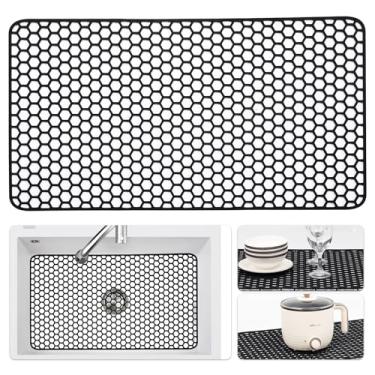 Imagem de Bestjing Protetores de pia de silicone para pia de cozinha - acessório protetor de cozinha de 66 cm x 35 cm, tapete antiderrapante resistente ao calor para parte inferior de porcelana de aço