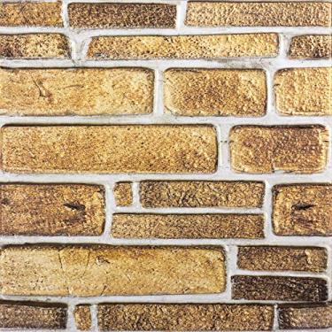 Imagem de YENHOME Retire e cole Backsplash 30 cm x 30 cm papel de parede de tijolo 3D autoadesivo para papel de parede de cozinha painéis de parede de tijolos marrons para fundo quarto sala de estar adesivos de
