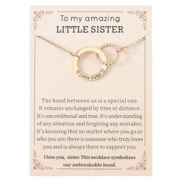 Imagem de JINGMARUO Colar de aço inoxidável com 2 círculos entrelaçados para Big Little Soul Sis Friendship BFF Bestie presente banhado a ouro, standard, Metal, Sem Pedra Preciosa