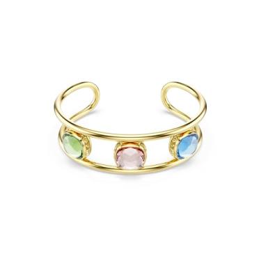 Imagem de Swarovski Punho cromado, corte almofadado, verde, acabamento dourado, Medium, Cristais, metal com acabamento em ouro 23K, Cristal