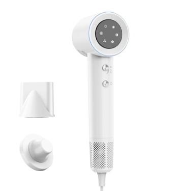 Imagem de GOKOCO Secador De Cabelo Profissional 220v, 120000 RPM High Speed Hair Dryer 1600W com Display Digital LED e Bocal de ar Magnético, Branco