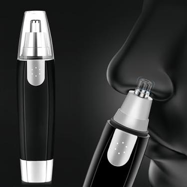 Imagem de Aparador elétrico de pelos do nariz, 1 peça - Aparador de sobrancelhas e orelhas portátil molhado/seco com compartimento para bateria AA (apenas ferramenta, bateria não incluída), preto