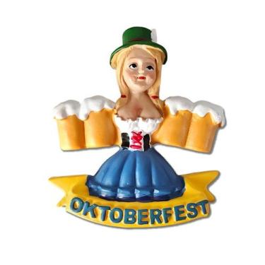 Imagem de Ímã de geladeira Oktoberfest 3D Resin Colorida Girl with Cerveja - yiw