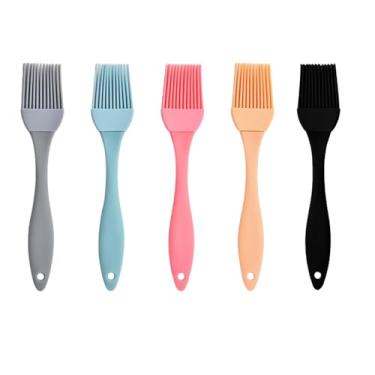 Imagem de Pincéis de silicone para regar, pacote com 5 pincéis de cozinha resistentes ao calor para molho de manteiga com óleo, escova de alimentos para churrasco, churrasqueira, cozinha, assar, cozinhar