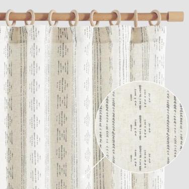 Imagem de Cortinas jinchan Boho Stripe Linen Grey 160x160cm 2 painéis