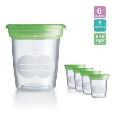 Imagem de Kit 5 Potes com Tampa de Armazenar Leite Materno 120ml  MAM
