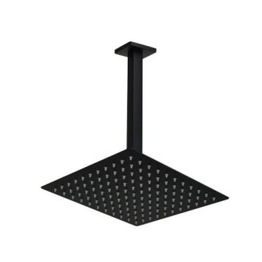 Imagem de Ducha Black Inox 304 25x25 cm Com Braço Suporte de Teto Quadrado - AMG