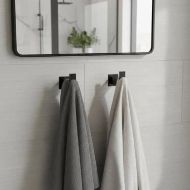 Imagem de Kit Cabide Para Toalha gancho 2 Unidades Aço Inox 304 Preto Fosco Q-C1