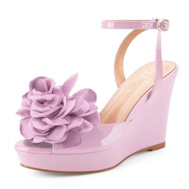 Imagem de Perisis Sandálias femininas de salto alto plataforma plataforma com estampa de guepardo, bico aberto, bico aberto, salto alto, confortável, sapatos sexy de camurça, Rosa claro, 37