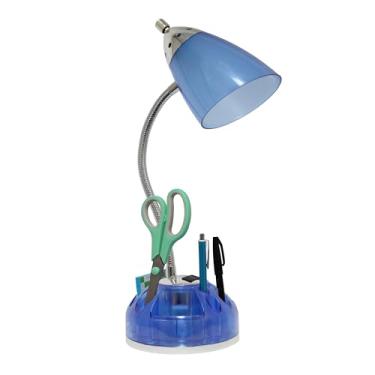 Imagem de Limelights LD1015-CBL Flossy Luminária de mesa organizadora com saída de carregamento base preguiçosa Susan, 47 x 16 x 16 cm, azul claro