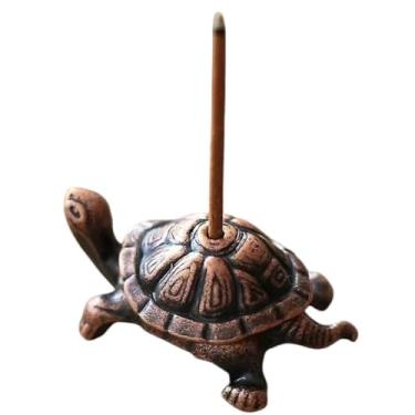 Imagem de Mini Incensário Tartaruga Porta Suporte Para Incenso De Vareta Em Metal Cobre Envelhecido 3cm