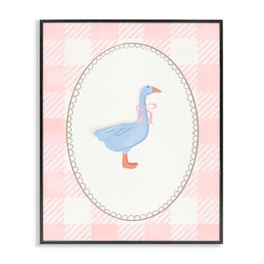 Imagem de Stupell Industries Goose On Soft Pink Plaid Gray Framed Giclee Art, design by The Paper Curator, 76 x 61 cm