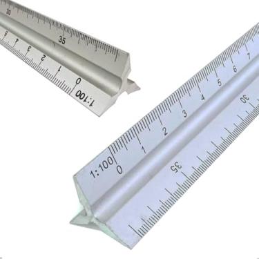 Imagem de Escalímetro De Metal Régua Triangular 30cm N.1 Escalas