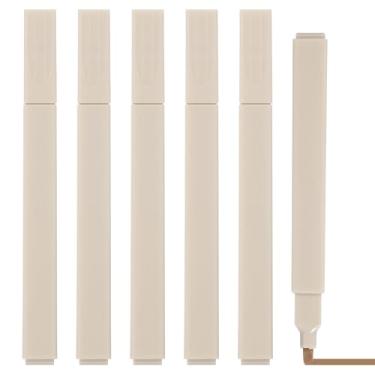 Imagem de PATIKIL Marcador estético, pacote com 6 canetas marcadoras de ponta larga à base de água, quadradas, coloridas, materiais de estudo para escritório, diário, uso doméstico, marrom cáqui