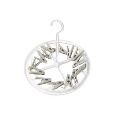 Imagem de Varal Circular Dobrável Para Roupas Plástico Branco Para Secar Meias e Roupas Pequenas, para Varanda e Lavanderia