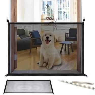Imagem de Grade Protecao Criança Bebe Cao Cachorro Expansiva Rede Dobravel Portatil Portao Segurança Tela Em Nylon Sem Furos Escad