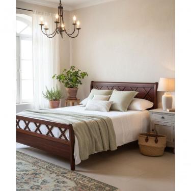 Imagem de Cama De Casal 1,40 X 1,90 - Madeira Maciça - Móveis De Gramado - Castanho