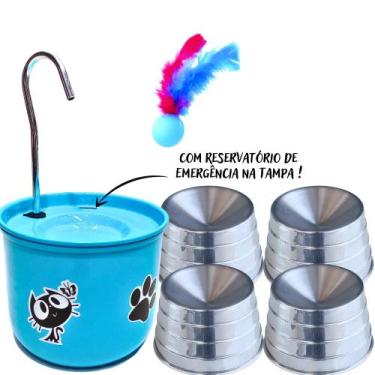 Imagem de 1 Bebedouro Azul Para Gato com 4 Comedouros Ergonômicos - DM SOLUÇÕES